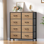 YITAHOME Dresser with 8 Drawers - Fabric Storage Tower, Organizer Unit for Living Room, Hallway, Closets - Sturdy Steel Frame, Wooden Top & Easy Pull Fabric Bins, Burlywood Grain - color: Burlywood Grain, style: 8-Drawer