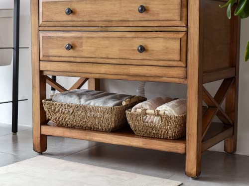 StorageWorks Hand-Woven Jumbo Storage Baskets with Wooden Handles, Seagrass Wicker Baskets for Organizing, 2-Pack - color: Natural(Seagrass), size: Large