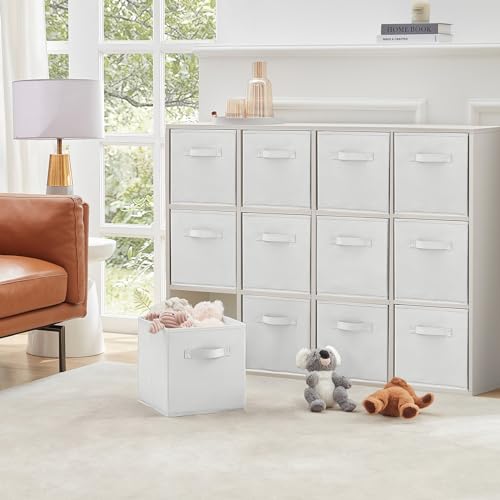 Lifewit Storage Cubes, Foldable Decorative Fabric Storage Baskets for Organizing Home Organizers with Handles for Shelves, Closet, 11 Inch Bins, 18L White, 12 Packs - color: White, size: 12pcs-11INCH