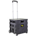 dbest Products Quik Cart Sport Collapsible Rolling Crate on Wheels for Teachers Tote Basket 80 lbs Capacity, Made from Heavy Duty Plastic, Black, Compact - color: Black, style: Sport