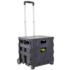 dbest Products Quik Cart Sport Collapsible Rolling Crate on Wheels for Teachers Tote Basket 80 lbs Capacity, Made from Heavy Duty Plastic, Black, Compact - color: Black, style: Sport