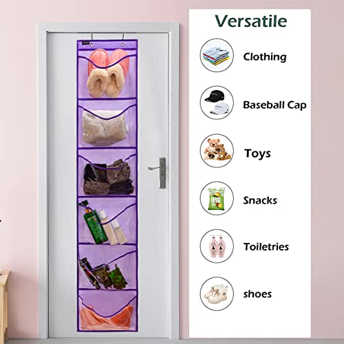 Extra Large Pockets Shoe Organizer for Closet Over The Narrow Door Hanging Shoe Holder Storage (6 Large Pockets-Purple) - color: 6 Large Pockets-Purple
