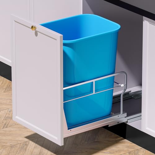 Insputer Pull Out Trash Can Under Cabinet with Soft-Close Slides, Heavy Duty Under Sink Trash Can Kit for Kitchen, Garbage Can Not Included, Requires Minimum Cabinets Opening 12" W X 18" D - size: Single