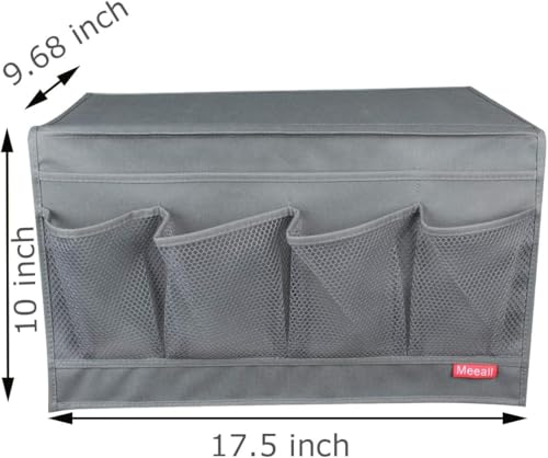 Bedside Storage Organizer with 6 Pockets, Bedside Caddy, Table Cabinet Storage Organizer, TV Remote Control, Phones, Magazines, Tablets, Accessories, Gray