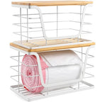 ALOCEO 2 Pack Potato and Onion Storage Bins, Large Trash Bag Holder Under Sink with Bamboo Top, Stainless Steel Pantry Organizers Storage, Kitchen Counter, White - color: 2-pack - Xl&l White