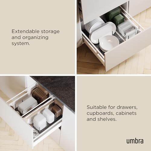 Peggy Kitchen Drawer Cupboard Organizer Tray - Adjustable Storage System For Food Containers, Cookware, Serveware, Utensils and More, Grey - color: Grey, size: Medium Set of 2