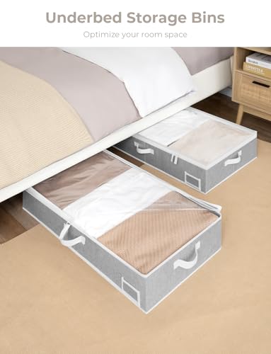 StorageWorks Large Under Bed Storage Containers with Handles and Label Holder, 2 Pack Ultra-thick Fabric Underbed Bins, Closet Organizer for Clothes, Blankets, Sweater - color: Gray, size: Large-without Wheels
