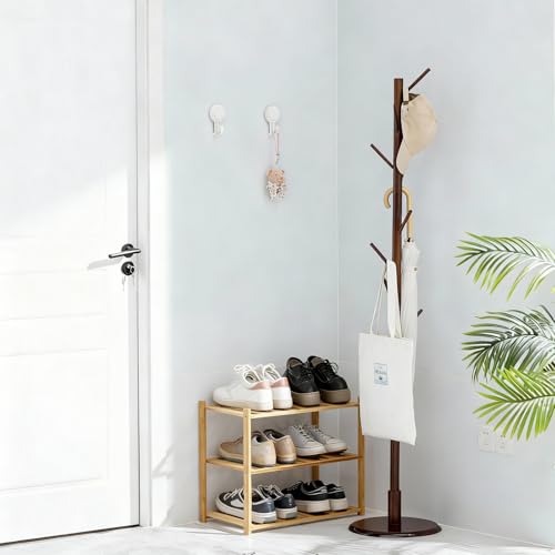 Small Shoe Rack, Multipurpose 3 Tier Shoe Organizers Rack，Small Bamboo Shelfs for Shoes, Plants, Books, Living Room, Hallway Bedroom, Bathroom (3 Tier) - size: 3 Tier
