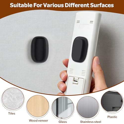Ninsula 4 Pack Magnetic Remote Control Holder Wall Mount, No Drill Self-Adhesive Organizer TV Remote Holder, Black Organizer Storage Wall Holder for Tv, Fan, Air Conditioner, Bed
