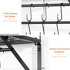 OROPY 31 Inch Wall Mounted Pot Rack Storage Shelf with 2 Tier Hanging Rails 14 S Hooks included, Ideal for Pans, Utensils, Cookware - Black - size: 31.5 Inch
