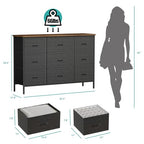 VASICAR Wide TV Stand for Bedroom, Dresser with 9 Deep Drawers, Fabric Storage Cabinet, Modern Chest of Drawers for Closet, Nursery, Living Room（Black） - color: Black