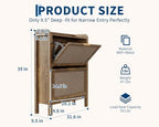 Garvee Farmhouse Rattan Shoe Cabinet, 32 Inch Narrow Shoe Storage with 2 Flip-Down Drawers, Freestanding Entryway Organizer with Adjustable Shelves, Brown - size: 2 doors