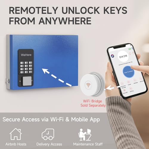16-Key Key Lock Box Wall Mount – Smart Key Cabinet with App, Keypad, Bluetooth & WiFi Unlock (Sold Separately), Key Organizer for Home, Access Log Tracking Key Management for Small Office - size: 16 Keys (Smart）