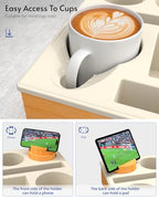Couch Cup Holder Tray - Couch Organizer Caddy, Silicone Beach Caddy with Cup Holder, Sofa and Bed Drink Holder and Couch Tray Table for Snacks Beverage Remote (Beige) - color: Beige