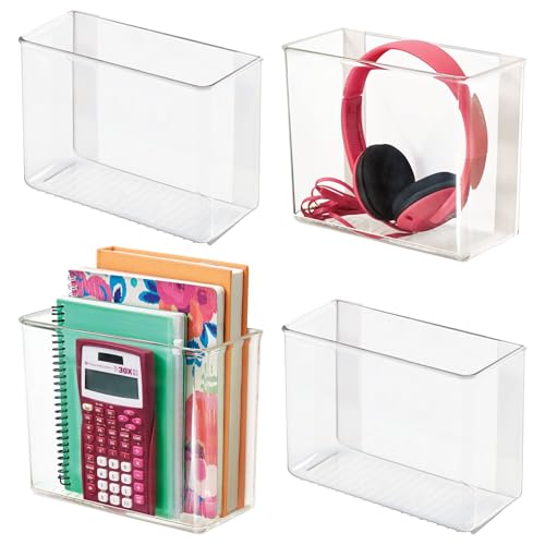 iDesign Adhesive Organizer Bin - Damage-Free Hanging for Kitchen, Bathroom, or Office - Set of 4 - Clear - style: Pack of 4