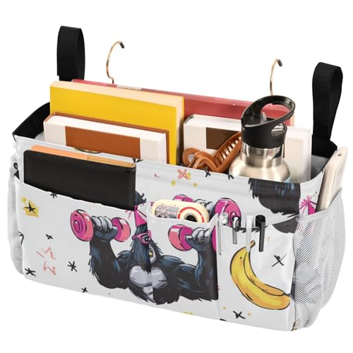 Bedside Caddy Metal Frame Hanging Organizer Bunk Bed Dorm Accessories Hook And Loop Storage Bag Large Pockets Gorilla Lifting Dumbbells White - color: Gorilla Lifting Dumbbells White
