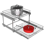 JOWBOOW (26" W x 22" D 2-Tier Cabinet Roll Out Shelves | Extra Wide Slide Out Drawers for Kitchen Cabinets, Heavy Duty Pull Out Cabinet Organizer 22 Inch Deep - size: 26 x 22 Inch