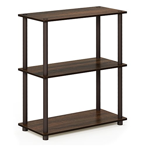 Furinno TURN-N-TUBE Storage Shelves, 3-Tier Book Shelf, Corner Shelf, Toolless Open Shelves, for Organization and Storage, Living Room, Garage, Home Office, Walnut - color: Walnut, size: 3-Tier
