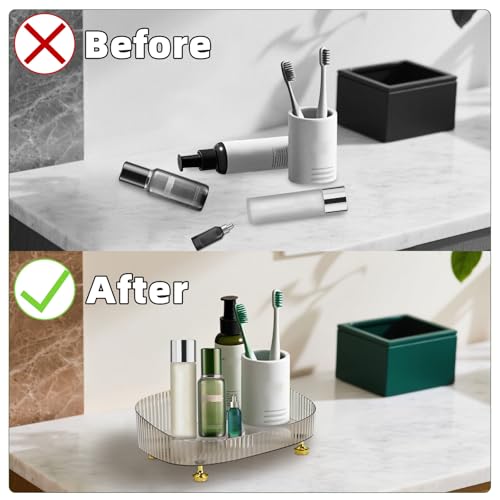 Perfume Organizer, Bathroom Vanity Tray, Makeup Trays for Dresser Top, Countertop Decorative Plastic Decor Tray, Perfume Organizer for Women, organizador de perfumes (Gray) - color: Gray