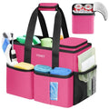 Ytonet Cleaning Caddy, Water Resistant Cleaning Supplies Organizer with Handle & Foldable Divider for Cleaners, Housekeeping Tote for Kitchen & Bathroom, Car Tool Caddy Organizer Bag, Rosered - size: Medium