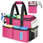Ytonet Cleaning Caddy, Water Resistant Cleaning Supplies Organizer with Handle & Foldable Divider for Cleaners, Housekeeping Tote for Kitchen & Bathroom, Car Tool Caddy Organizer Bag, Rosered - size: Medium