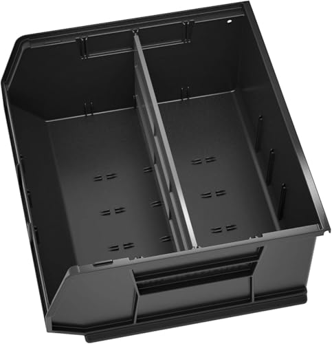 Akro-Mils 30250 AkroBins Plastic Storage Bins, Space-Saving Stackable Bins for Garage, Pantry, Craft Organization, 15" x 16" x 7", Black, 6-Pack - color: Black