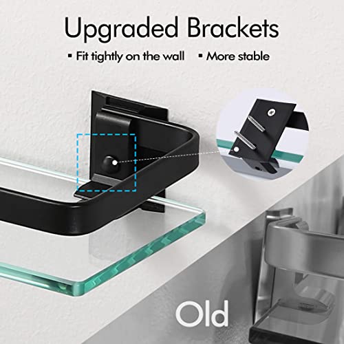 KES Bathroom Wall Shelf Aluminum Extra Thick Tempered Glass Rectangular 1 Tier Basket Wall Mounted Black, A4126A-BK - color: Black (1 Pack)