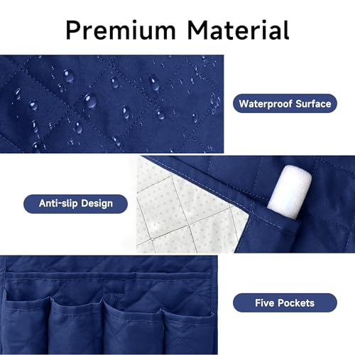 MEHIDFY Sofa Armrest Caddy, Waterproof Bedside Storage Organizer, Non Slip Armchair Pockets, Remote Control Holder for Couch, Handy Pouches with 6 Pockets for TV Remote, Phone, Magazine(Blue) - color: Blue