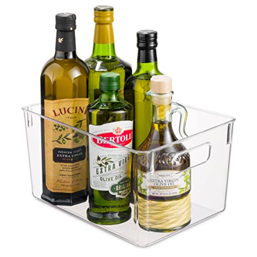 Pack Of 4 Plastic Kitchen Organization Pantry Storage Bins - Fridge Organizer Household Food Baskets for Countertops, Cabinets, Refrigerator, Freezer, Bedrooms, Bathrooms
