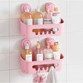 TAILI Shower Caddy Suction Cup 2 Pack, Heavy Duty Bathroom Organizer, Removable Shelves for Inside Shower, Shampoo, Waterproof Suction Plastic Storage for Bathroom Accessories Holder, Pink - style: 2 × Pink