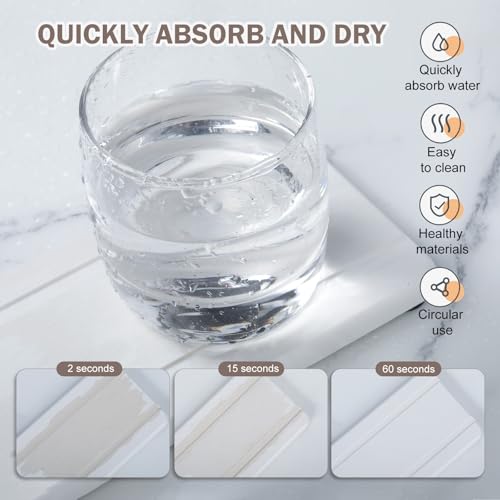 4PCS Stone Drying Trays for Bathroom Sink, Water Absorbing Stone Tray, Water Absorbent Diatomaceous Earth Tray and Coaster, Diatomite Soap Dish, Drying Stones Soap Trays for Kitchen Counter - color: White 2stripes