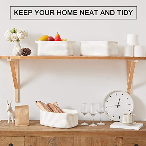 OIAHOMY Cotton Rope Storage Baskets | Decorative Storage Basket for Closet Storage, Home Organizing Bins and Nursery Decor | Cotton Rope Woven Baskets for Storage Shelf, Pure and White - color: Pure and White