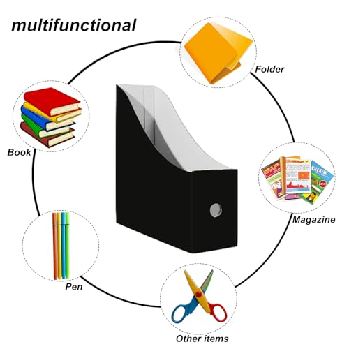 Limitliho Magazine Holde, Magazine File Holder for Home, Office, Desk, 10.6'' H×10.2'' L ×3.5''W Magazine Storage Box (Black, 6 Pack) - color: Black, size: 6 Pack
