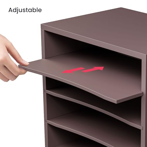 Ballucci 4-Tier Paper Organizer, Desk File Organizer, Stackable Letter Tray, Wood Mail Sorter with Adjustable Storage Shelves, Office Desk Organizer, Dark Brown, Espresso - color: Espresso, size: 4 Tier Standard