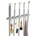 Broom Holder Wall Mount, Stainless Steel Broom Hanger Wall Mount, Heavy Duty Mop and Broom Holder Tool Racks Utility Hooks for Laundry Room Garden Garage, Grey (5 Racks and 4 Hooks) - color: Gray, size: 1Pack 5R4H