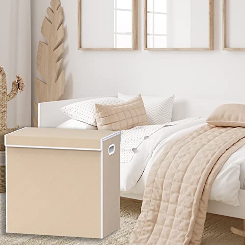 Simple Houseware Double Laundry Hamper with Lid and Removable Laundry Bags, Beige - color: Beige