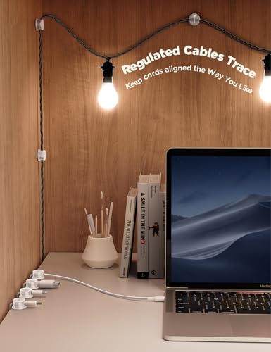 9 Pack Magnetic Cable Clips [Cable Smooth Adjustable] Cord Holder, Under Desk Cable Management, JOYROOM Adhesive Wire Holder Keeper Organizer for Home Office Desk Phone Car Wall Desktop Nightstand - color: Clear