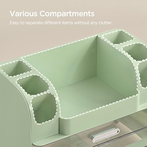 HBlife Makeup Organizer for Vanity with Brush Holder, Large Bathroom Countertop Cosmetic Organizer Skin Care Storage, Easy to Store Lipsticks, Nail Polishes, Perfumes, Eyeshadow Palettes, Green - color: Green