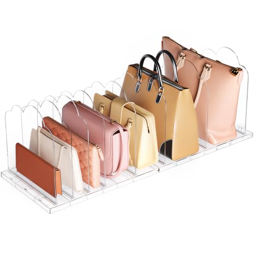 Lifewit Purse Organizer for Closet, 9.7" Tall Clear Handbags Storage Organizer, Adjustable Clutch Organizer Holder for Closet, 2 Pack Bookshelf Dividers for Sweater in Bedroom 35 x 24cm/14 × 9.5" - size: 9.7"H