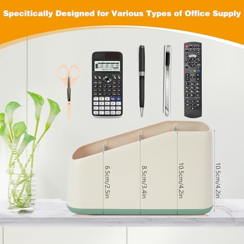 TV Remote Control Holder Organizer Box with 4 Compartments Remote Caddy Tray Table Desk Desktop Storage Organizer for Media Player，Makeup Brush,Pencil,Glassees，Office Supplies（Green） - color: Green