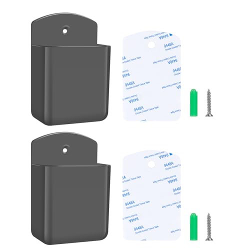2 PCS Remote Control Holders Wall Mount, Self Adhesive TV Air Conditioner Remote Control Holder, Wall Mount Storage Box Organizer Wall Pen Holder Storage for Home Office School (Grey, 2) - color: Grey, size: 2