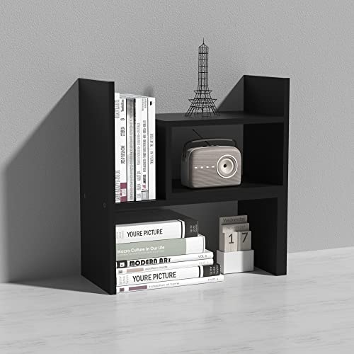 MASAKA B&W - Kawaii Storage Desktop Organizer for Your Desk Space, Double H Plants Display Shelf, Home Office Storage Rack Adjustable Stackable for Office, Dormitory (Black*02) - color: Black*02