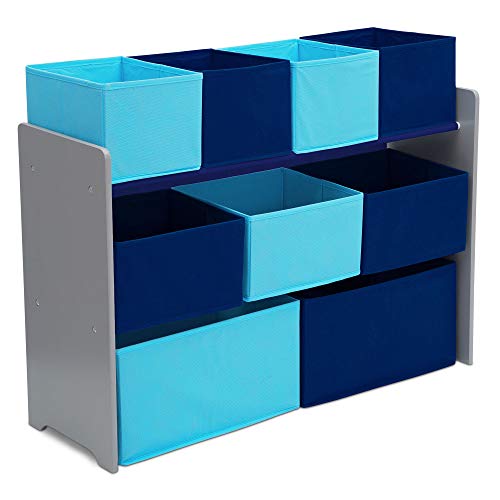 Delta Children Deluxe Multi-Bin Toy Organizer with Storage Bins, Grey/Blue Bins - color: Grey/Blue Bins, style: Organizer