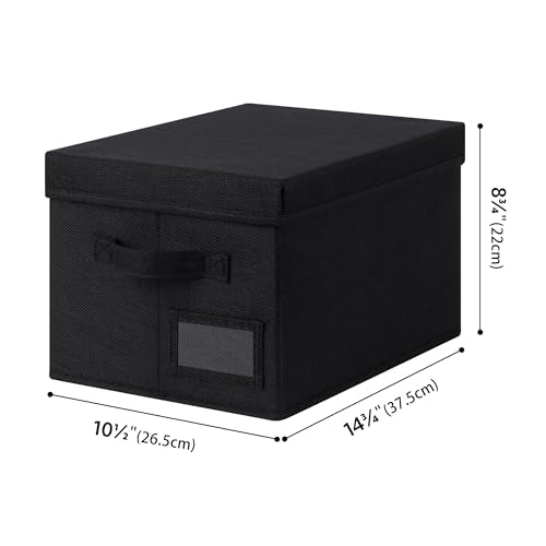 GRANNY SAYS Storage Bins with Lids, Linen Storage Bins for Shelves, Decorative Storage Boxes, Clothes Storage and Organization, Storage Boxes for Organizing, 3-Pack, Black - color: Black, size: Medium