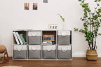 Cube Storage Bins, 6 Pack Collapsible Fabric Storage Cubes, 11 Inch Cube Organizer Bins with Handles (White/Gray) - color: white grey