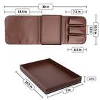Non-Slip Couch Cup Holder Detachable Couch Tray PU Leather Armrest Cup Holder Couch Arm Table for Recliner w/ 1 Large Pocket, 3 Small Pockets for TV Remotes, Phone, Eyeglasses/Couch Console (Brown) - color: Dark Brown