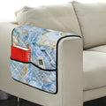 Blue Gold Marble Print Couch Arm Covers with 2 Side Storage Pockets, Anti-Slip Armrest Cover for Sofa, Chair, Loveseat, Recliner Arm Covers - color: Blue Gold Marble