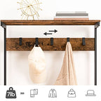 HOOBRO Hall Tree with Bench, Coat Rack with Shoe Storage, Shoe and Coat Rack, 5-Tier Entryway Shoe Storage, 5 Hooks, for 12-16 Pairs, Industrial, Hallway, Foyer, Mudroom, Rustic Brown BF74MT01