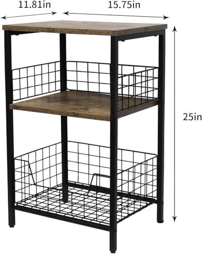 X-cosrack Side Table, Small End Table Record Player Stand with Storage, Vinyl Record Storage Night Stand for Living Room, Bedroom,Office(Patent Pending)(Brown&Black) - color: Brown,black