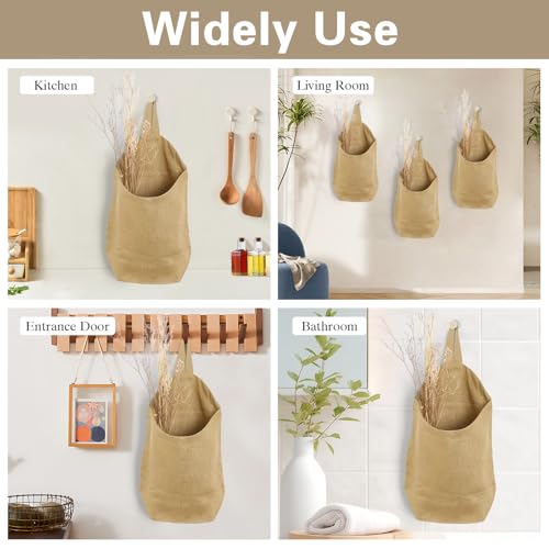100% Linen Hanging Storage Bags Baskets 2 Pcs, Small Wall Storage Bag for Kitchen, Bedroom, RV Camper Organizer, Sewing Room, Nursery Storage, Kids Room, Dark Yellow - color: Dark Yellow